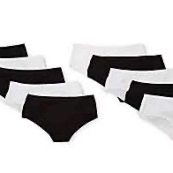 Iris & Lilly Women's Cotton Hipster Underwear, Black/White, Size Medium, 10 Pack - Picture 1 of 1